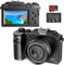 Vmotal 4K UHD 48MP Digital Camera, Vlogging Camera for YouTube, 18x Digital Zoom, Auto Focus, Wifi, 32GB SD Card, Black