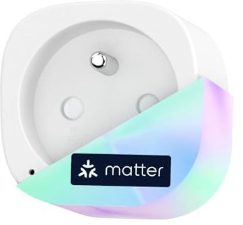 Meross Prise Connectée Matter (Type E), 16A Prise WiFi Compatible avec Apple Home, Alexa et Google Home, Prise avec Mesure d'Énergie pour Panneau Solaire Photovoltaïque, Commande Vocale et à Distance