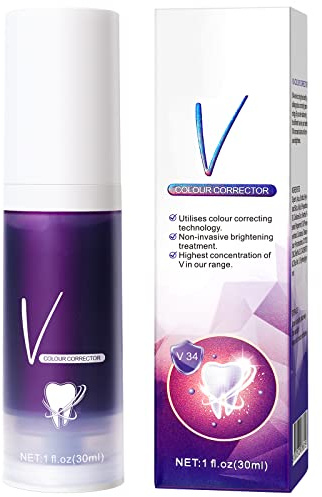 Purple Whitening Toothpaste,Zahnpasta Weisse Zähne,V-34 Lila Zahncreme Aufhellung Stain Removal Teeth, Lila Zahnpasta für WeißE ZäHne,Zahnaufhellung Zahnpasta für Gelbe Zähne(ST-1PC)