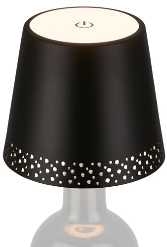 BRILONER - Lampada da bottiglia a LED dimmerabile, attacco per lampada da bottiglia a LED, lampada da comodino dimmerabile touch, lampada da scrivania, lampada da lettura, 11x9 cm (PxA), nero