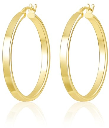 ALEXCRAFT 14K Vergoldete Ohrringe Oval Twisted Runden Chunky Breit Creolen | Silber 925 Ohrringe Oval Verdreht Runden Chunky Dick Leicht Groß Breit Klobig Creolen Kleine Huggie Oval Creolen Damen Frauen