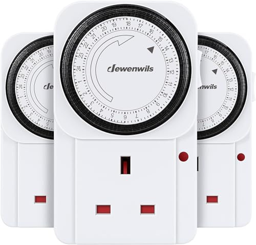 SKYTE® 3 x 24 Hour Plug-in Energy Saving Programmable Daily Indoor Mechanical Segement Timer Plug Switch for Lights and Home Appliances(Pack of 3), 13A/3120W