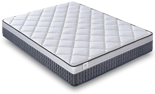 NATURELITS Taschenfederkern matratze, Viskoelastische, 90 x 190 cm, doppelseitig, für Winter/Sommer, mittel Härte, anpassbar, hygienisch und atmungsaktiv, Einzel, Grau, Modell Xstar Höhe 28 cm