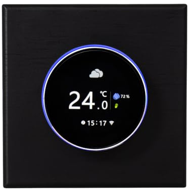 Adept Technology Smart Dial WiFi Thermostat - Underfloor Heating Temperature Manual and Smartphone Control System, Touch Screen Programmable Thermostat, Save Energy and Heating Costs, Black