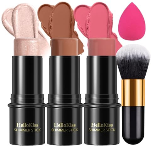 MKNZOME - Varillas de bronceador para colorear, contorneado y maquillaje de palo, con larga duración y suavidad para cheek, labios y ojos