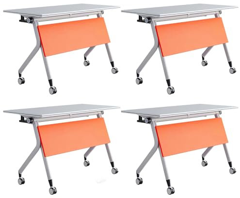 WXFKLDJ 4pcs, Klappbarer Konferenztisch, Moderner Mobiler Schulungstisch Mit Klappplatte Fürs Büro, Rollender Besprechungstisch Mit Lenkrollen, Praktisch Und Schnell Für Verschiedene Orte