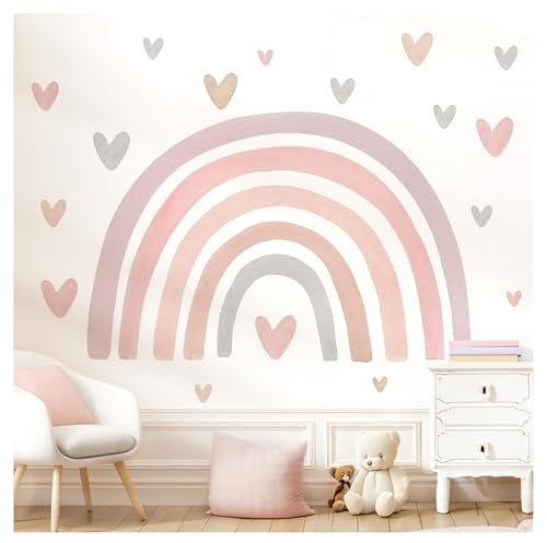 Little Deco Wandtattoo Regenbogen mit Herzen violett rosa DL5089 L