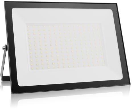 Hondony faro led esterno 200w, proiettore, illuminazione di sicurezza LED da esterno 3000K, IP66, illuminazione bianca diurna per magazzino, parco giochi, cortile e parco (200W, 3000K)