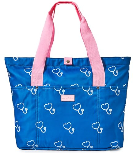 Nurse is Love Tote Bag Damen Für Krankenschwestern - Tasche Groß Mit Vielen Fächern - Canvas Tasche - Tragetasche. Verstaue Stethoskop, Verbandschere, Op Haube