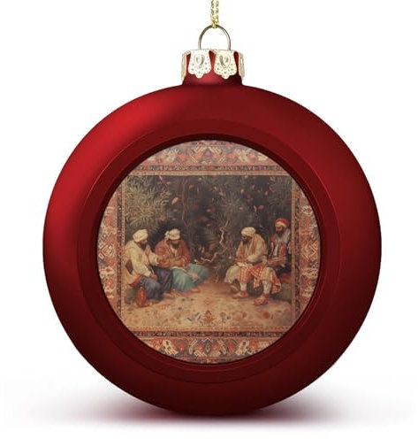 Weihnachtsbaumschmuck, mit antiker orientalischer Kunst, bedruckt, bruchsicher, Weihnachtskugeln, Weihnachtsschmuck für Weihnachtsbaum, Urlaub, Hochzeit, Party