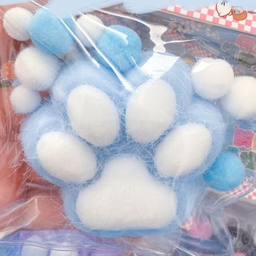 Handmade Taba Squishy Big Cat Paw Silicone Squeeze Stress Relief Toys, 12cm Große Katze Pfote Silikon Squeeze Stress Relief Spielzeug, Niedlich Squishy Spielzeug für Kinder und Erwachsene (Blau)