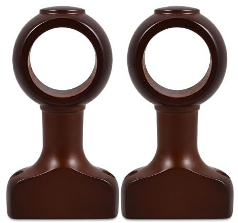 Warmhm Support Tringle à Rideaux Bois Multifonctionnel Profond Marron 35 Mm | Compatible Tringles Simples Et Doubles, Fixation Murale Ou Plafond, Maison La Cuisine Bureau, Lot De 2 Pièces