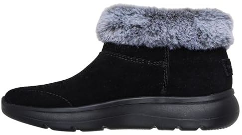 Skechers Botas de tobillo Encore con capucha de nieve para mujer, Gamuza negra y gris, 37.5 EU