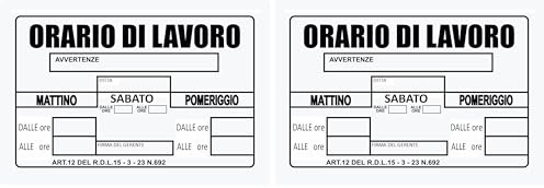 Kippen 9110 - Cartello Segnaletico in PVC - ORARIO DI LAVORO