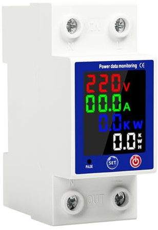 Jadeshay Contatore Energia Elettrica,AC230V 63A Digitale Voltmetro Amperometro Contatore di Energia Monofase Tensione Amperaggio Potenza Energia Fattore di Frequenza Contatore Elettrico