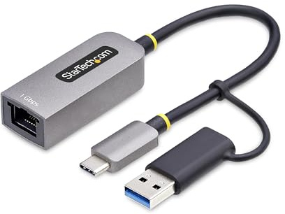 StarTech Adaptateur USB-C vers Ethernet, 10/100/1000Mbps, avec Dongle USB-A