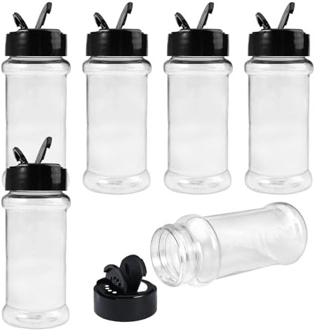 6 Pezzi Barattoli in Plastica per Spezie - Mini Contenitori Con Coperchio Aromatizzato 10×4.5cm, Senza BPA, Riutilizzabili per Sale, Pepe, Erbe (100ml)
