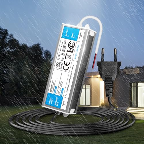 KSIBNW Transformateur 220V 24V 12W LED Driver Etanche IP67, Extérieur Transfo avec Prise 220V AC à 24V 0,5A Convertisseur Imperméable Ultra Fin Alimentation Tension Basse Constante Adaptateur