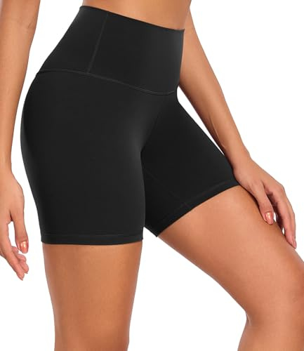 wirarpa Dam fjäriliga mjuka bikershorts hög midja träning löpning yoga spandex shorts 15 cm, Svart, S