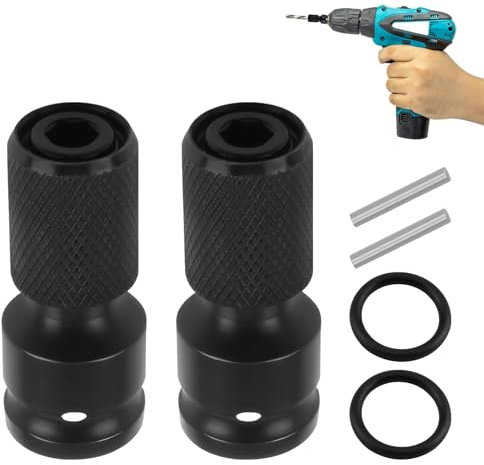 2 Pezzi Adattatore Avvitatore a Impulsi 1/2 a 1/4, Inserti per Avvitatore a Impulsi, Adattatore Esagonale Nero per Avvitatori, Adattatori 1/2 1/4 Per Trapano, Forte Adattabilità