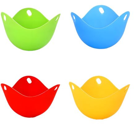QhgPnt 4 Pcs Silicone Egg Poacher Cups, Non-Stick, Round, Multicolor