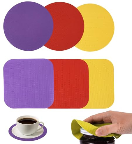 6 Stück Glasöffner Greifer Pads Flaschenöffner Hilfe, Glasöffner Gummi, Wärmedämmung Pads, Senioren Flaschenöffner Effortless Zubehör Werkzeuge, Glasöffner für Senioren Cap Cracker Dosenöffner Manuell