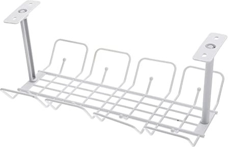 Holibanna Bandeja de Gestión de Cables Bajo Escritorio Organizador de Almacenamiento de Cables con Diseño de Rejilla Estante para Colgar Mesa Color Gris para Hogar y Oficina