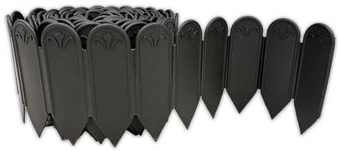 DAIM FlexWall Edge Landscape Edging, Fancy Garden Edging for Landscaping, Sturdy Garden Fencing & Landscape Border that Retain Soil & Stop Weeds, for Landscaping & Fencing Project, Black, 6 x 16.5 ft