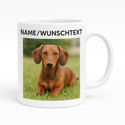 Personalisierte Tasse mit mit Ihrem Haustierfoto und Text – Geschenk mit Bild, Hunde Tasse Personalisiert mit Foto, Katze Personalisierte Keramik Tasse mit Foto, Kaffeebecher mit Foto - 330 ml