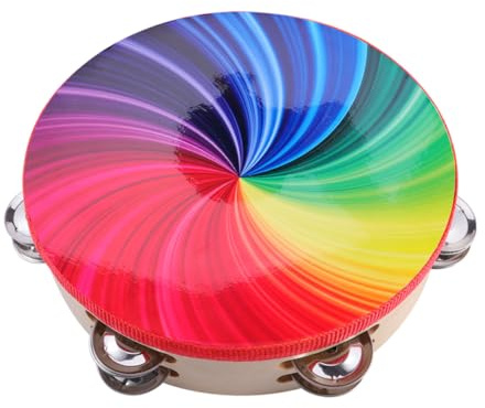 LRXIYODE Pandereta de Mano de 8 Pulgadas Doble Serie, Madera Ligera y Sonido Agradable, Adecuada para Fiestas y Baile, Fácil de Transportar