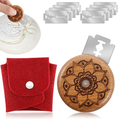 Brödskärverktyg med 10 individuella blad, förvaringsväska filt bagarkniv degkniv brödblad rostfritt stål för gör-det-själv bröddegmönster