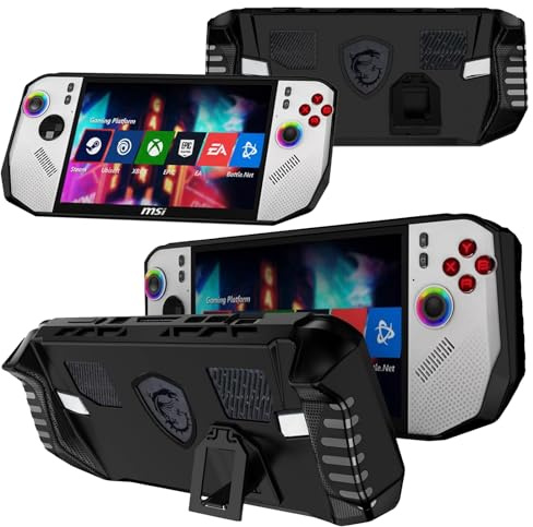 KZIOACSH Case for MSI Claw A8 BZ2EM with Kicstand, Full Protection Lightweight Shock-Absorption Soft TPU Anti-Fingerprint Anti-Scratch Gaming Console Protective Rugged Skin Cover,Black
