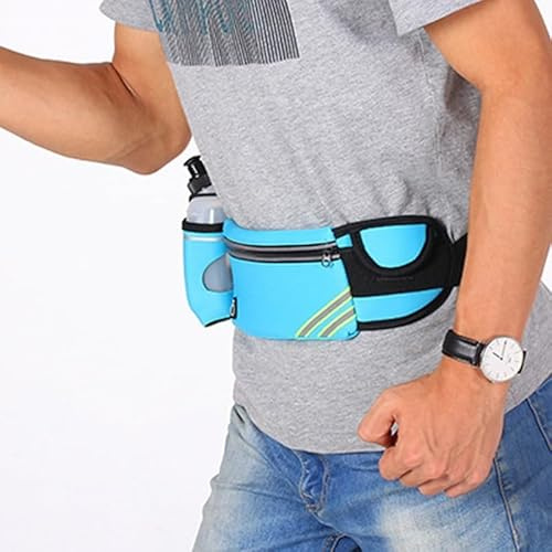 Yuanpgky Hydratations-Laufgürtel für Sport und Fitness, verstellbare Bauchtasche mit 284 ml Wasserflaschen, schweißfestes, leichtes Design, 68,6 cm bis 101,6 cm Taillenpassform, Blau