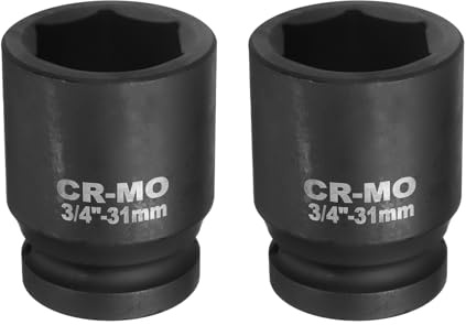 QUARKZMAN 2pcs Enchufe Impacto 12 Puntos 3/4 Pulgada 31mm Enchufe Métrico Para Eje Y Tuerca Fácil Remoción