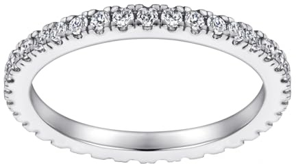 Calefee Engagement Rings for Women White Gold 9k, Created diamond Eternity Rings Size N 1/2, Womens Jewelry for Wedding