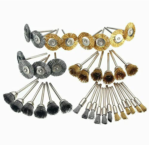 Bonbela Juego de Cepillos con Rueda de Alambre de Acero Inoxidable, Larga Vida útil y Alta Eficiencia para Limpieza, Desbarbado, Pulido con Mango Duradero para Herramientas Rotativas,