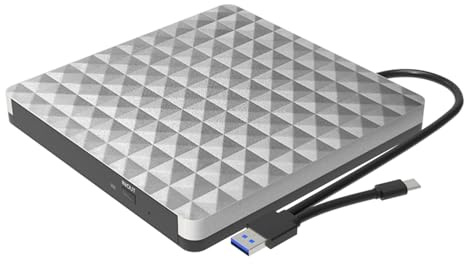 TOWARDSNAN Multiunctional USB3.0 USB C External Optical Drives Burners, Fast Speed DVDs Player for Laptop Desktop Data Transfer Pattern