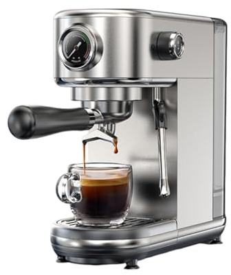 Fdit Cafetière Professionnelle Machine Semi-automatique en Acier Inoxydable de 1,3 L avec Affichage Numérique, Température Réglable pour un Usage Domestique (Prise UE 220V)