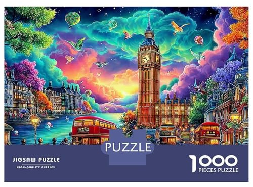 Puzzle de 1000 pièces représentant Londres en Hiver, en Carton épais et résistant. Idéal pour Adultes et débutants. À encadrer. Parfait pour se détendre à la Maison. 1000 pièces, 38 x 26 cm.