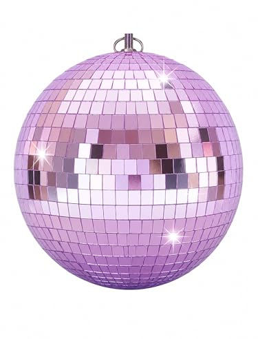 20cm Mirror Disco Ball, Hanging Lilac Glitter Ball, Disco Light Effect | Lightweight Mirror Decoration Reflects Light for Party, Wedding, DJ Sets, Bars, Dance Floors and Ballroom Decor