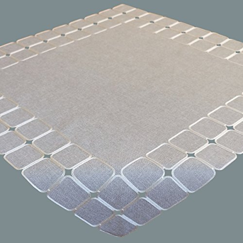 Raebel Tischdecke grau 85 x 85 cm hellgrau Ecru Kurbelstickerei Quadrate Weihnachtsdecke Weihnachtsdeko Mitteldecke Tischdekoration