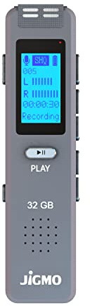 JiGMO Digital Voice Recorder, 32GB Dictaphone, 180Hr Battery (JVR32-32G)