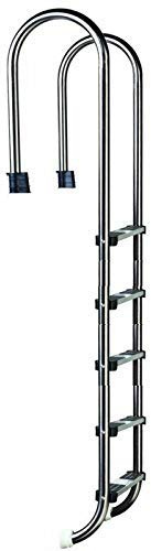 well2wellness® Hochwertige Edelstahl Einstiegsleiter V2A, 43mm Holm eng gebogen, 5 Stufen