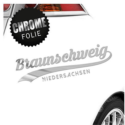 Kiwistar - Autoaufkleber - Braunschweig Niedersachsen - Chrom - 24x7cm - Aufkleber für Auto, Laptop, Fahrrad, LKW, Motorrad mehrfarbig JDM Decal Racing