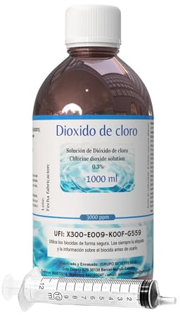 Dióxido de Cloro 3000 ppm - CDS | CDL | Envasado en Botella de Cristal Ambar - Fabricado en España (1000ml)