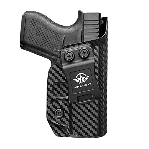 Glock 43 Holster, Glock 43x Holster IWB Carbon Fiber Kydex Holster Custom Fit: Glock 43 / Glock 43X (Gen 1-5) Pistol - Innen Bund verdeckt tragen - Mag-Button abdecken - Erweiterter Eingang - Kein Verschleiß, kein Jitter