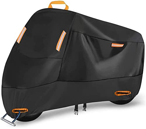 300D Motorbike Cover Waterproof Outdoor, Seceles Durable All Season Protection Scooter Cover 4 Reflective Tape Storage Bag Fits up to 82 Funda para Moto (XL: 82 x 37 x 50)