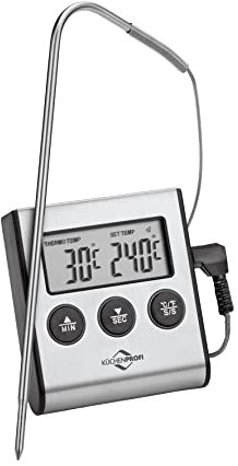 Küchenprofi Digital-Bratenthermometer PRIMUS, -50 °C bis 300 °C, umschaltbar °C/°F, Messfühler 16 cm, mit Timer, Magnet und Standfuß, Fleischthermometer, Kochthermometer, Grillthermometer
