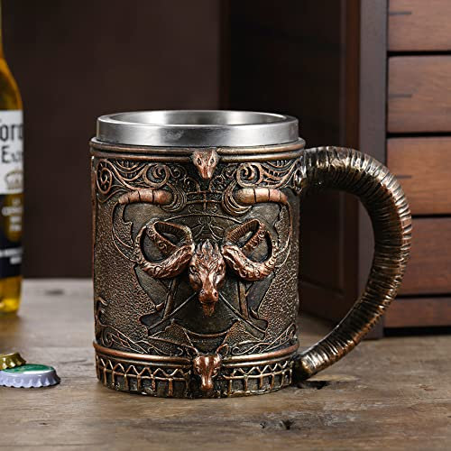 Meyas Chope à Bière en Acier Inoxydable - Tasse à Café Médiévale - Décoration de Bar - Cadeau d'Anniversaire pour Papa - 500 ml