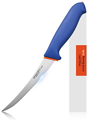 BOLEXINO 6 Inch Flexible Curved Boning Knife With Non-Slip Softgrip & Sharp Blade For Meat or Fish Deboning Filleting, For Kitchen Home Restaurant, X50CrMoV15 Stainless Steel